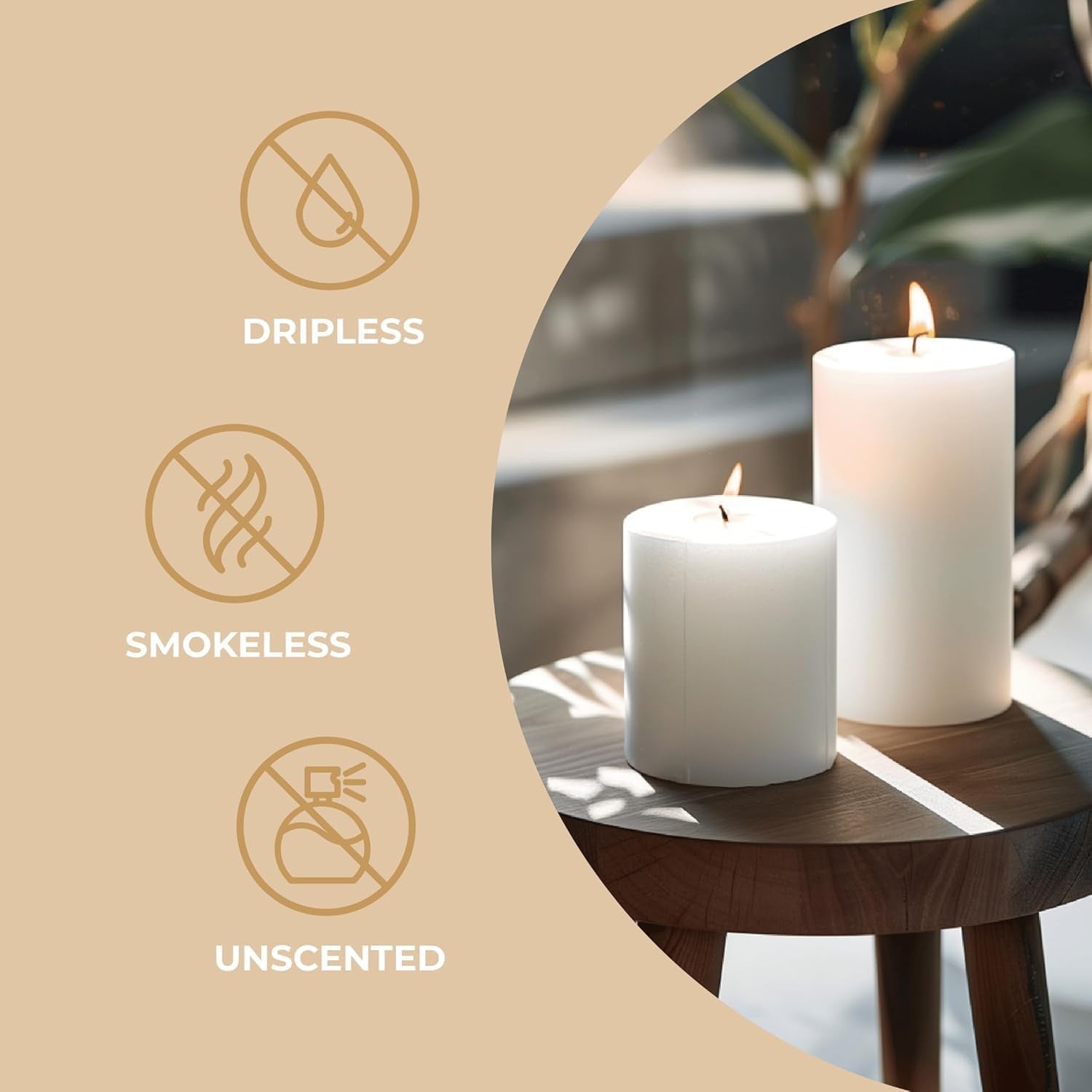 - Pillar Candles - Ivory - Set of 20 Decorative Candles - Ø 4 X 7 Cm (1.57 X 2.76 In) - 12 Hours Long Burning - Unscented - Dripless - Smokeless - RAL Quality