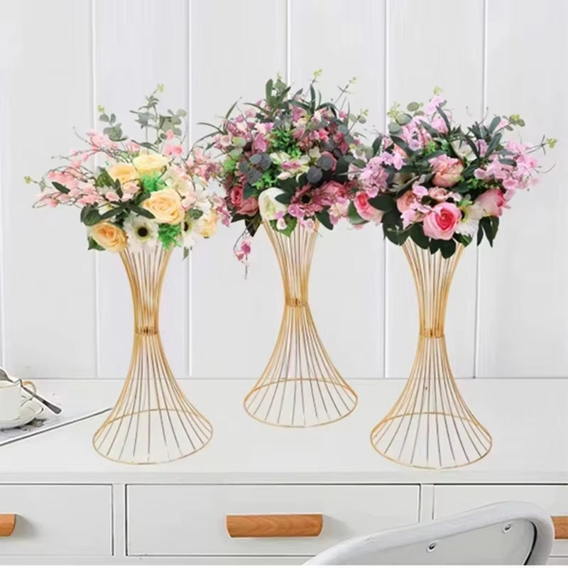 Gold Wrought Iron Vase for Weddings, Aisle Props, Table Centerpieces, and Home Outdoor Decor