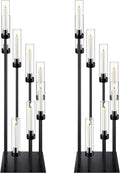 Black Candelabra Centerpieces with 8 Arms - Floor Candle Holders with Acrylic Shades for Wedding and Party Decoration (Available in Sets of 2, 5, or 10)