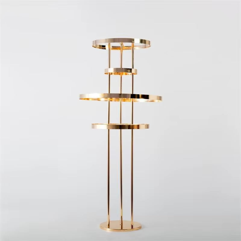 Electroplated Gold Metal Flower Stand - Set of 2/45/10 Pieces, 4-Layer Round Road Guide Wedding Centerpiece Decorations