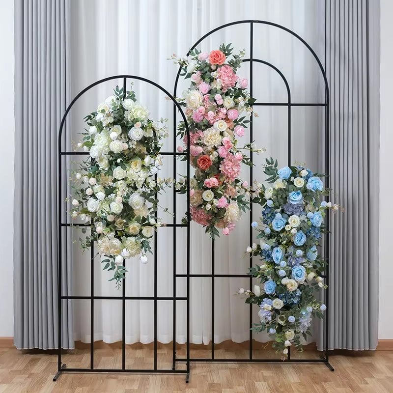 100CM European Peony Rose Floral Arrangement for Outdoor Wedding Decoration, Background Wall Display, and Dining Table Centerpiece with Striped Accents