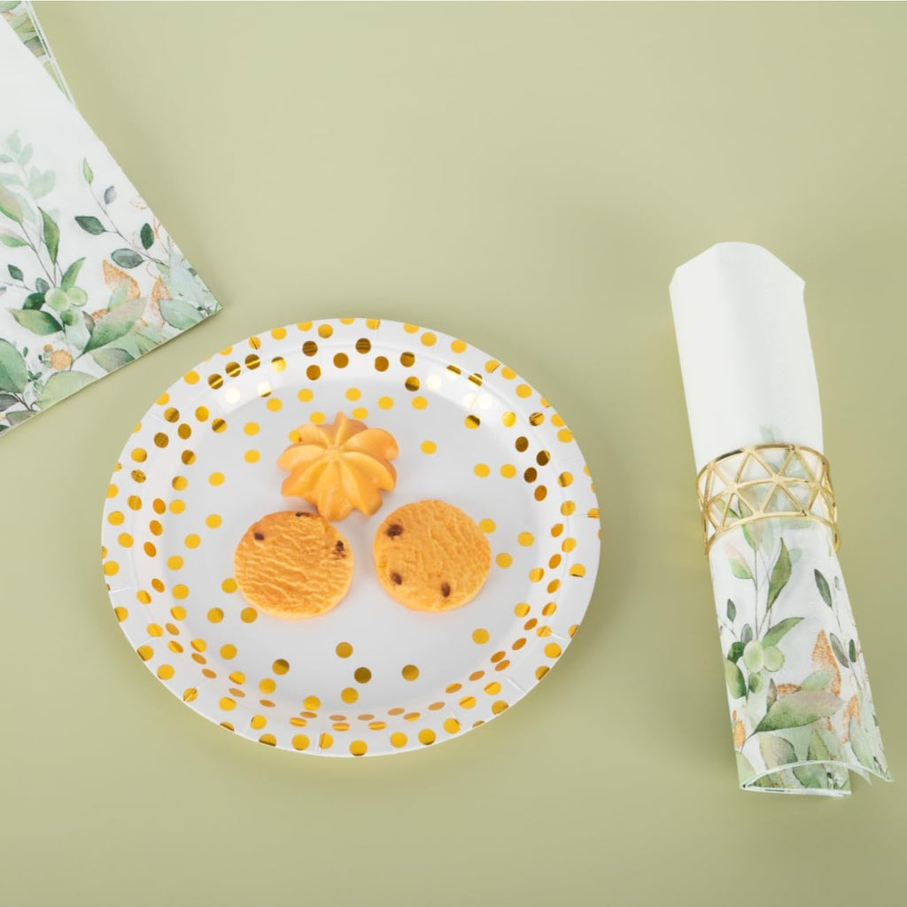 100PCS Sage Green Eucalyptus Napkins - Disposable Paper Serviettes with Greenery Print - Extra Large 40X33Cm Guest Towels for Party Decoration