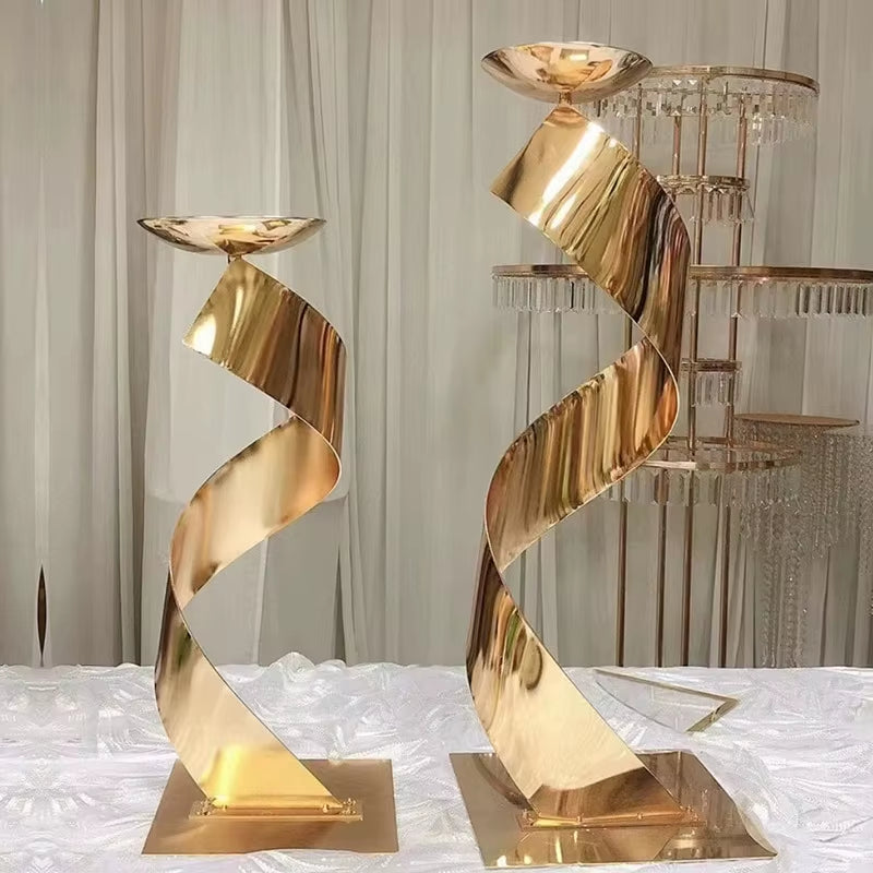 Set of 5 Gold Floral Road Lead Wedding Table Centerpieces for Event and Hotel Decoration