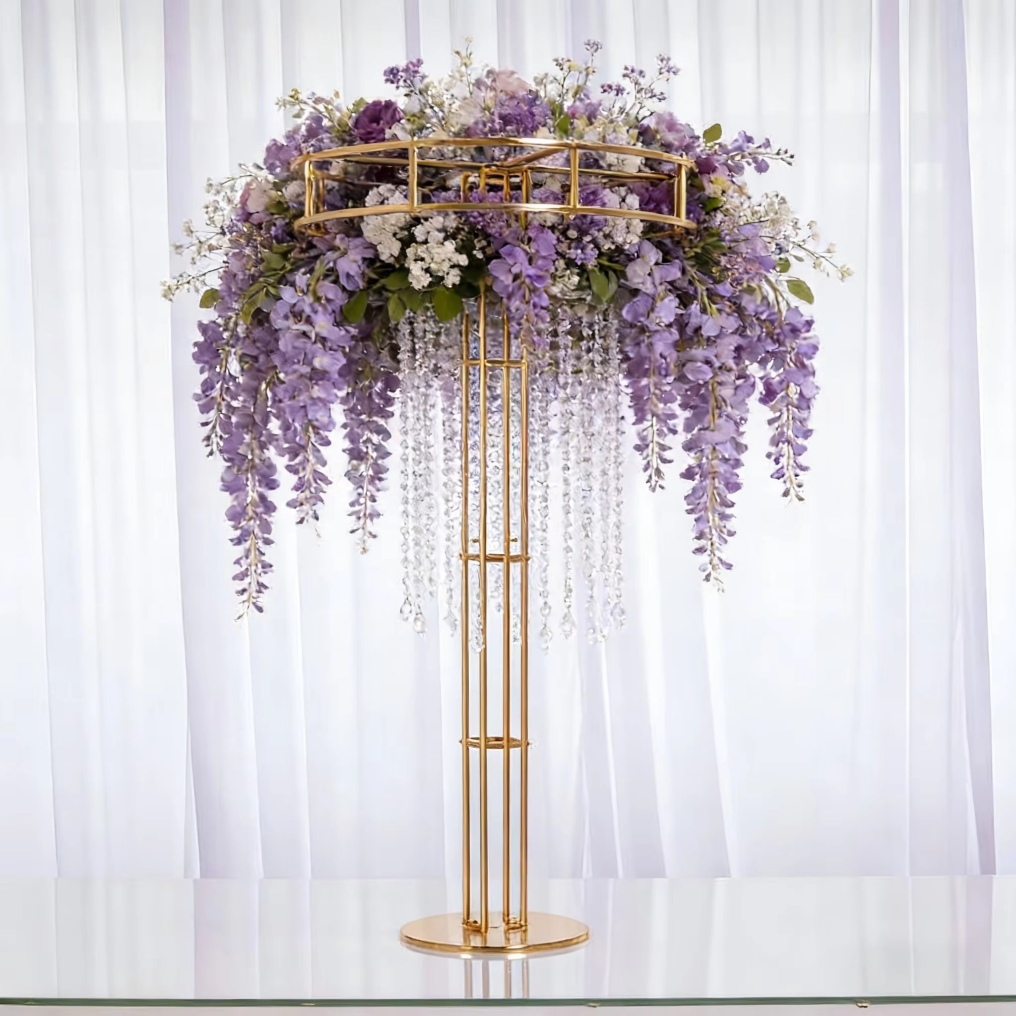 Elegant Gold 47.24-Inch Centerpiece Flower Stand, Ideal for Weddings, Stage Events, and Family Dining Tables