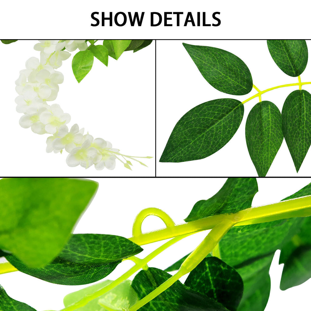 2X7FT Artificial Wisteria Vine Garland Foliage Plant Trailing Flower Home Decor