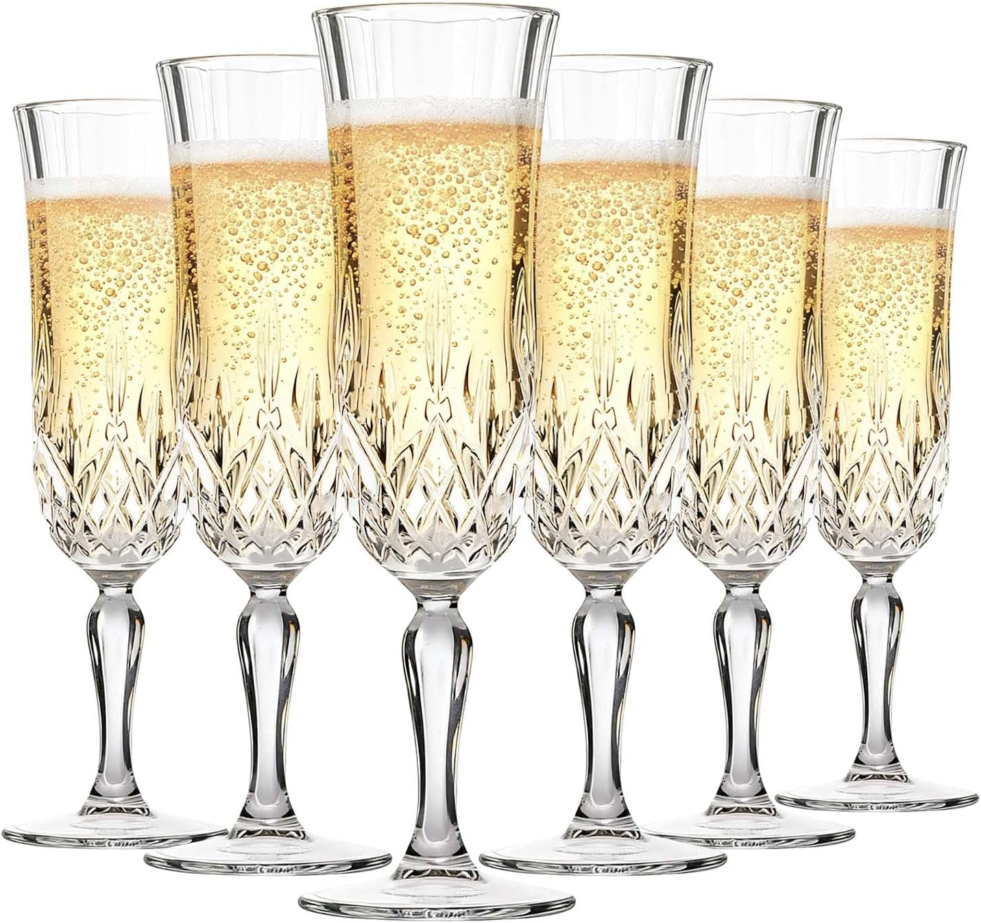 Prosecco Sparkling Wine Glasses, Crystal Champagne Flutes, Set of 6 123Ml Elegant Party Champagne Glasses, Ideal for Celebrations and Special Occasions, Premium Quality Crystal Glassware