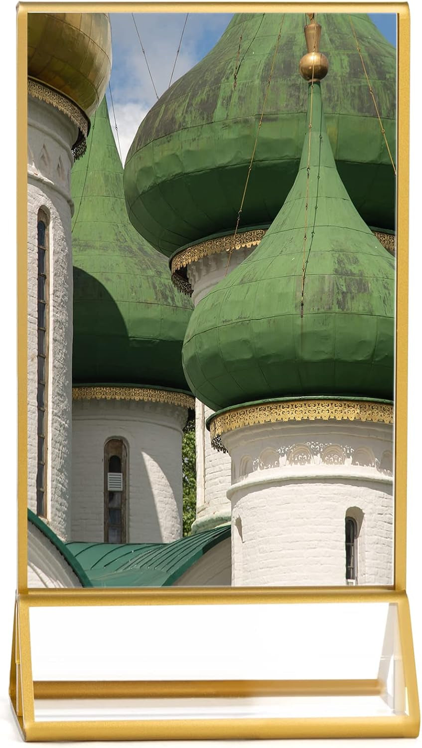 Acrylic Gold Sign Holder, 6 Pcs 4 X 6 Inch Clear Acrylic Holder, Display Stand for Table Menu, Double Sided Table Display Stand for Wedding Table Numbers, Banquet, Restaurant Signs Display