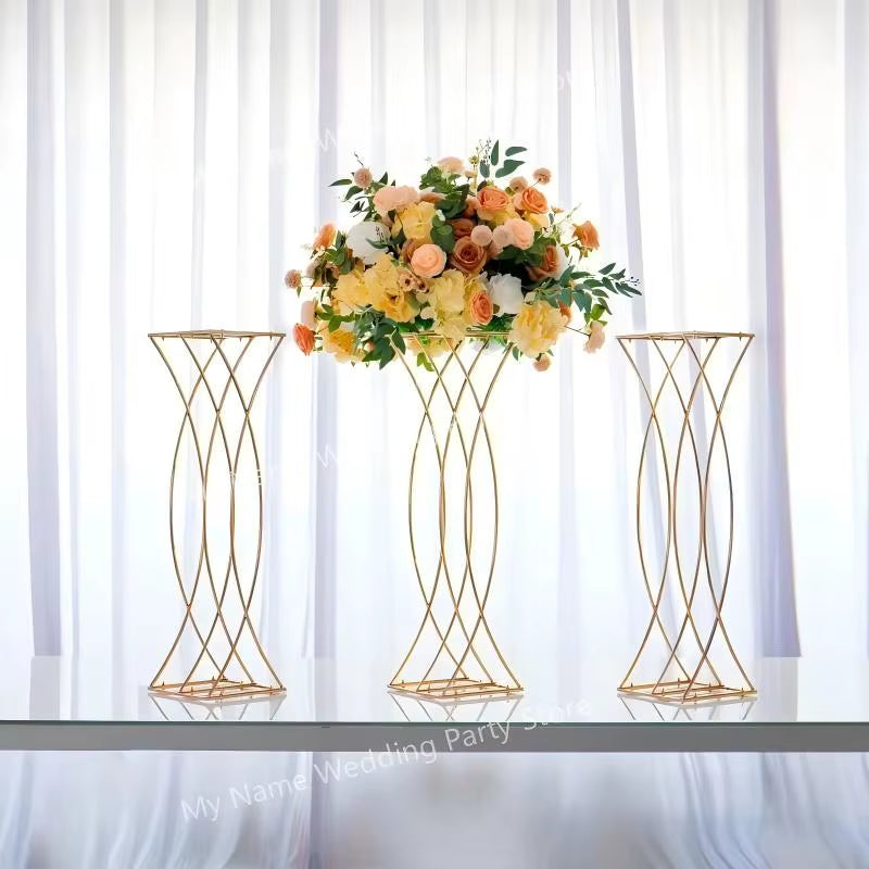 10-Piece Modern Geometric Flower Stand Set for Elegant Wedding Reception Centerpieces and Banquet Table Decor
