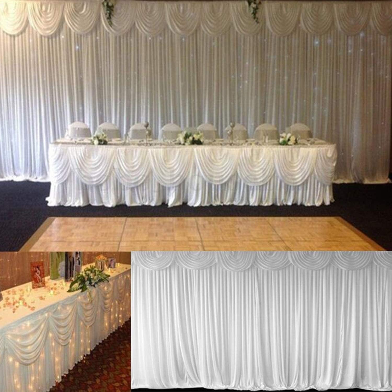 White Backdrop Curtain 10Ft X 10Ft Wrinkle Free Photography Curtains Detachable Smooth Ice Silk Pleated Backdrop Curtains for Weddings Birthday Photography Background Party Baby Shower