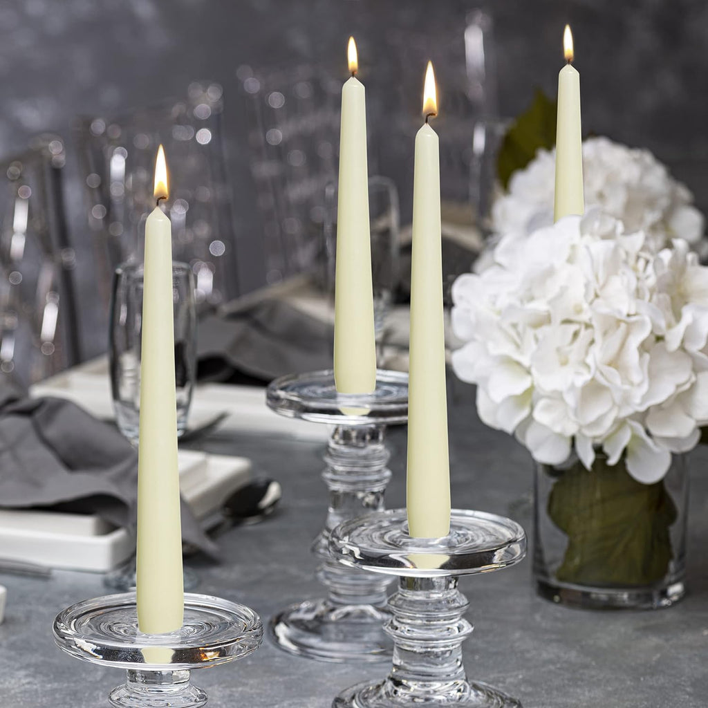 Tapered Dinner Candles (Pack of 100), Ivory, Length: 25.4 Cm/10 Inch, Wax Candles, Tabletop Restaurant Candles, Romantic Dining, P962