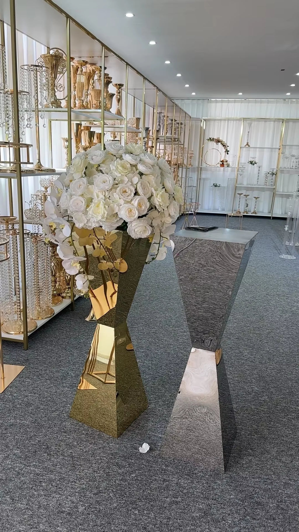 Stainless Steel Flower Stand Vases for Weddings and Events, Available in Sets of 1, 2, 5, 6, or 10 Pieces
