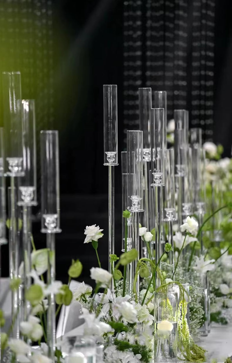 Acrylic Candle Holder - Elegant Vase-Style Table Ornament for Weddings and Celebrations