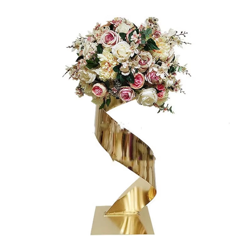 Set of 5 Gold Floral Road Lead Wedding Table Centerpieces for Event and Hotel Decoration