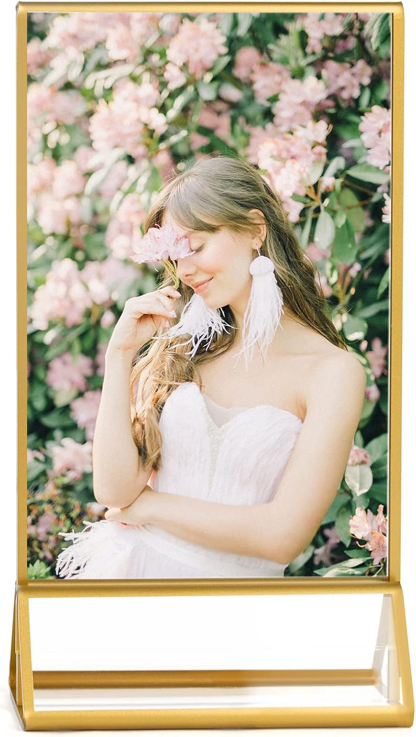 Acrylic Gold Sign Holder, 6 Pcs 4 X 6 Inch Clear Acrylic Holder, Display Stand for Table Menu, Double Sided Table Display Stand for Wedding Table Numbers, Banquet, Restaurant Signs Display