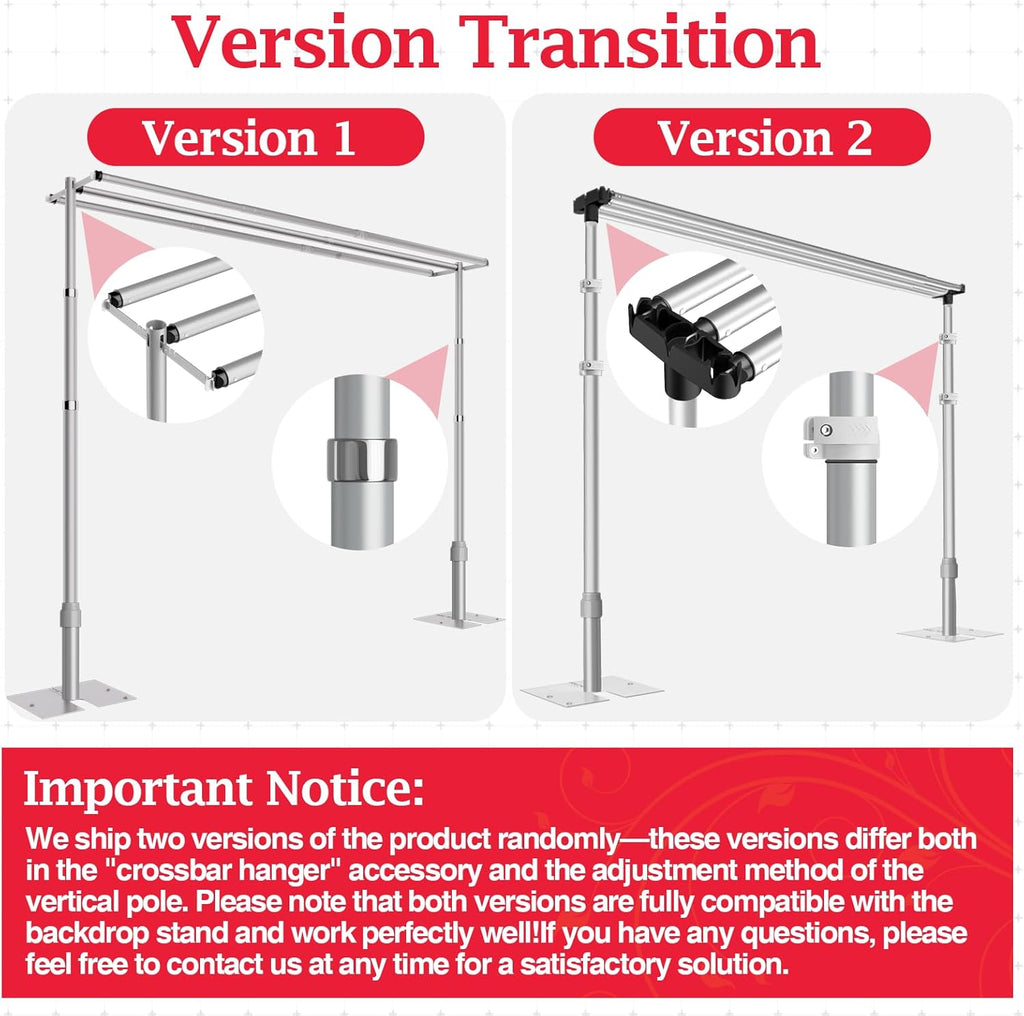 Backdrop Stand Heavy Duty 3Mx3M Three Crossbar Pipe and Drape Background Support Kit, Adjustable Metal Frame for Wedding, Birthday, Party Decorations - Sliver