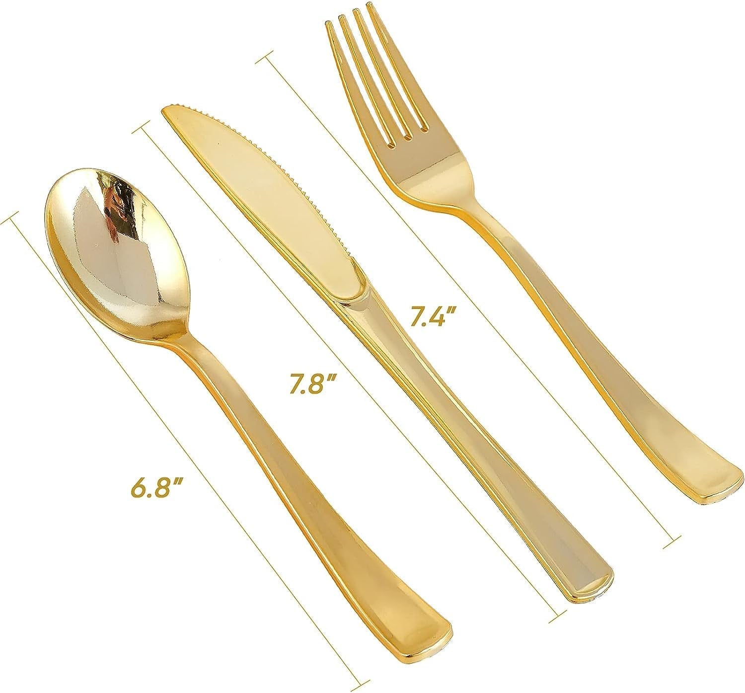 120 Pack Gold Plastic Cutlery Set, Including 40 Forks, 40 Knives, 40 Spoons, Reusable Heavy Duty Plastic Silverware Set for Christmas Weddings, Birthday, Parties, Dinners