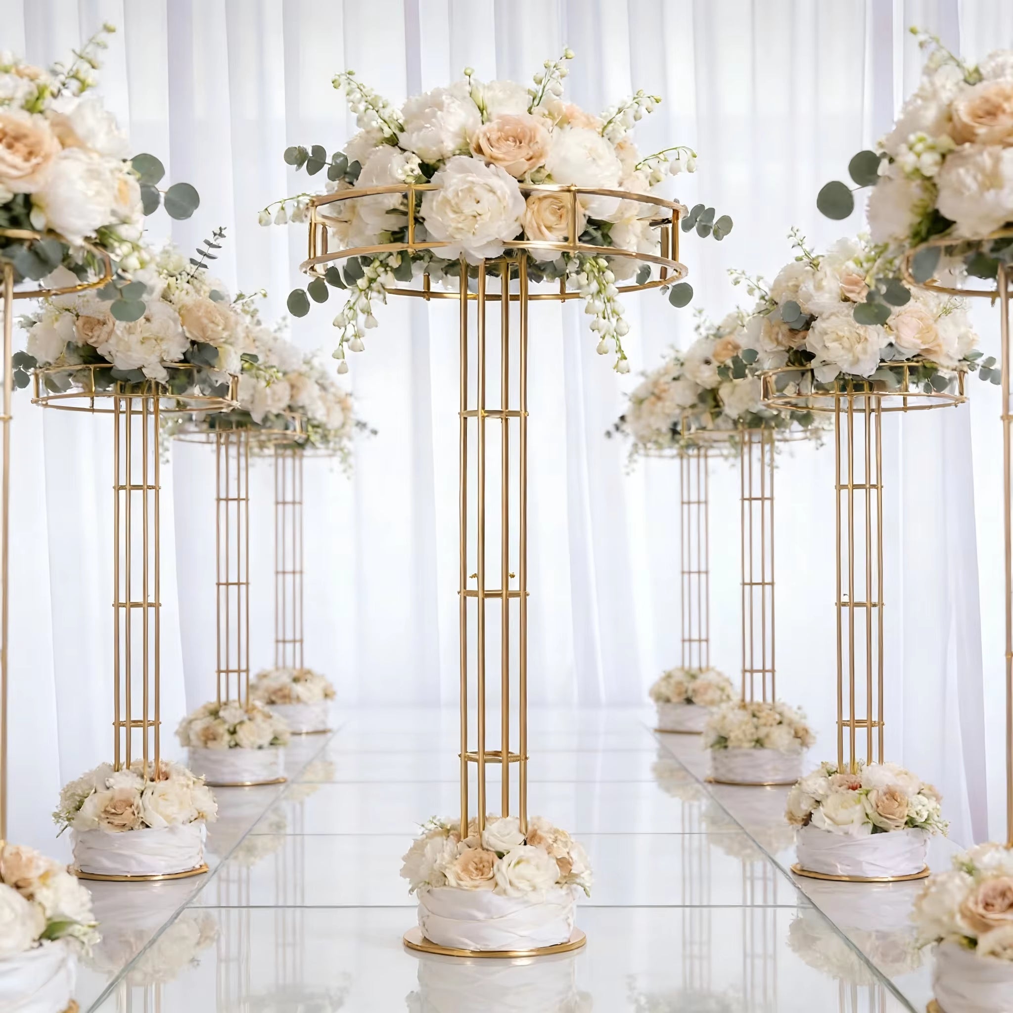 Elegant Gold 47.24-Inch Centerpiece Flower Stand, Ideal for Weddings, Stage Events, and Family Dining Tables