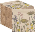 Table Kind 100 X Soft Recycled Paper Napkins, 2Ply, 33Cm Wildflower Floral Napkins for Mother'S Day Disposable Party Serviettes for Easter Weddings Eco-Friendly, Kraft Unbleached Home Compostable