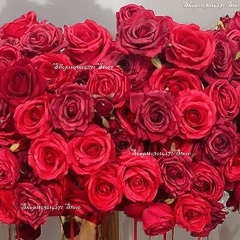 Red Artificial Rose Ferris Wheel Floral Arrangement for Wedding Table Decoration