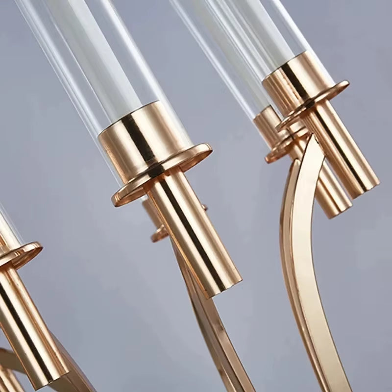 8-Arm Metal Candelabra with Acrylic Candle Holders - Elegant Wedding Centerpieces and Floral Stands for Home Events (1/2/4 Pieces)