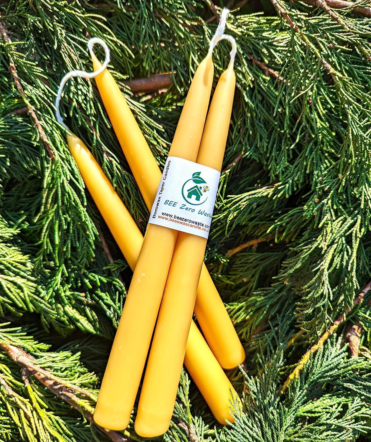 Beeswax Taper Candles 9'' (230 Mm), Bundle of 4 Pairs,Uk Handcrafted, over 10.5 Hours of Burn Time Each, Air-Purifying, and Dripless - Brighten Your Space!