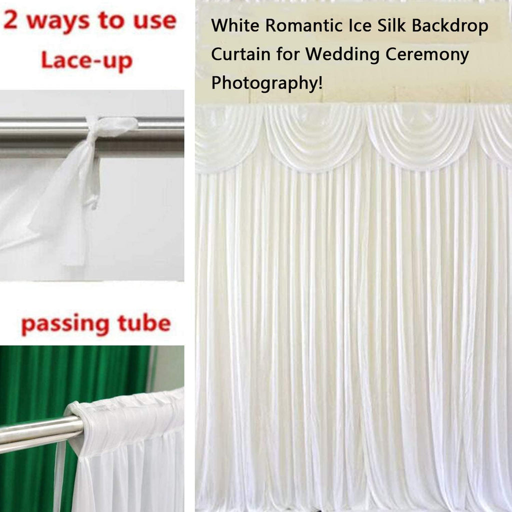 White Backdrop Curtain 10Ft X 10Ft Wrinkle Free Photography Curtains Detachable Smooth Ice Silk Pleated Backdrop Curtains for Weddings Birthday Photography Background Party Baby Shower