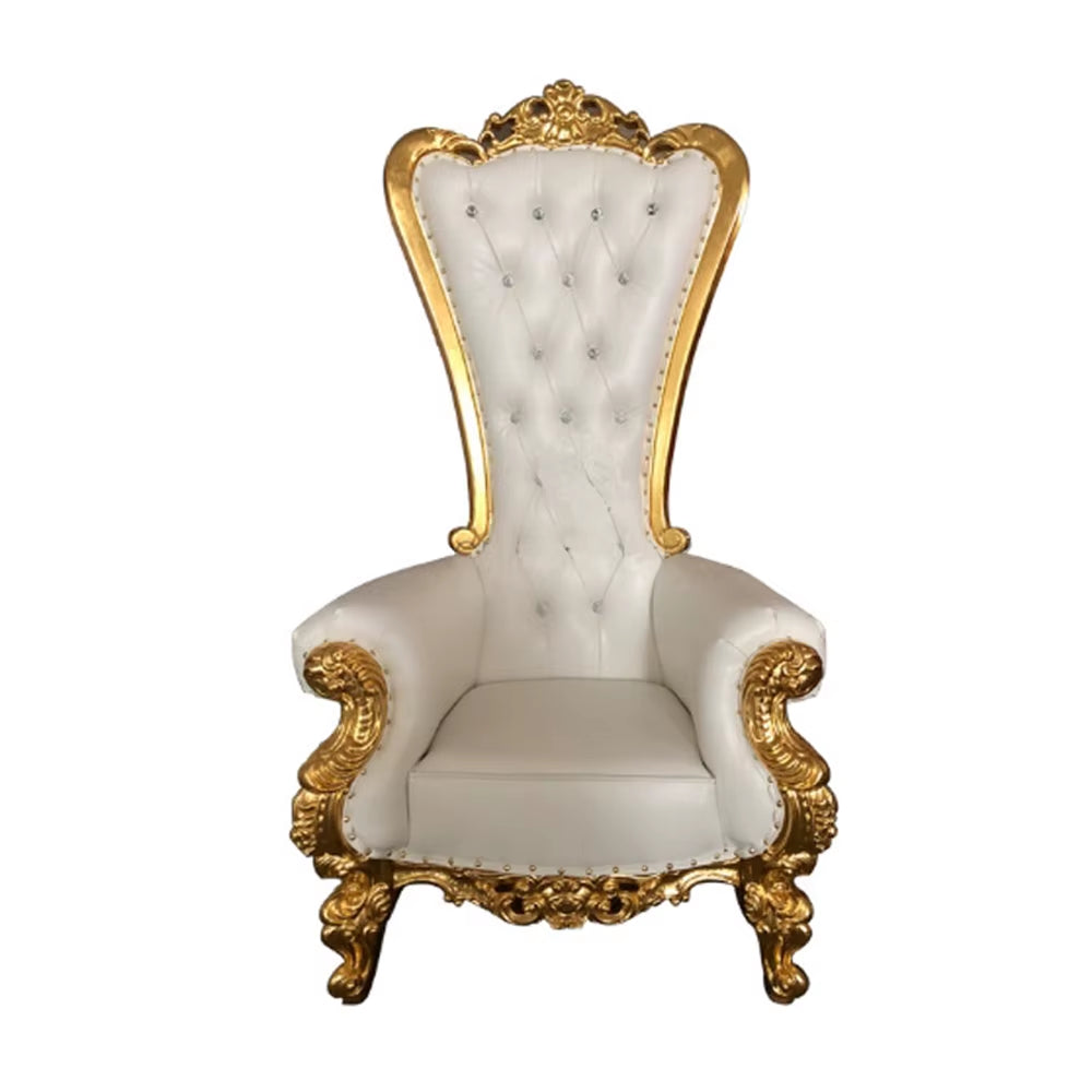 Furniture for Party Hotel Decor Luxury King Throne Chair Mahogany Sungkai High Back Silver White Royal Antique