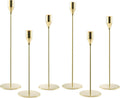 Set of 6 Gold Candlestick Holders for Taper Candles – Elegant Metal Candle Stands for Weddings, Parties & Home Decor (Fits 3/4" Candles) – Tall & Short Candle Holders