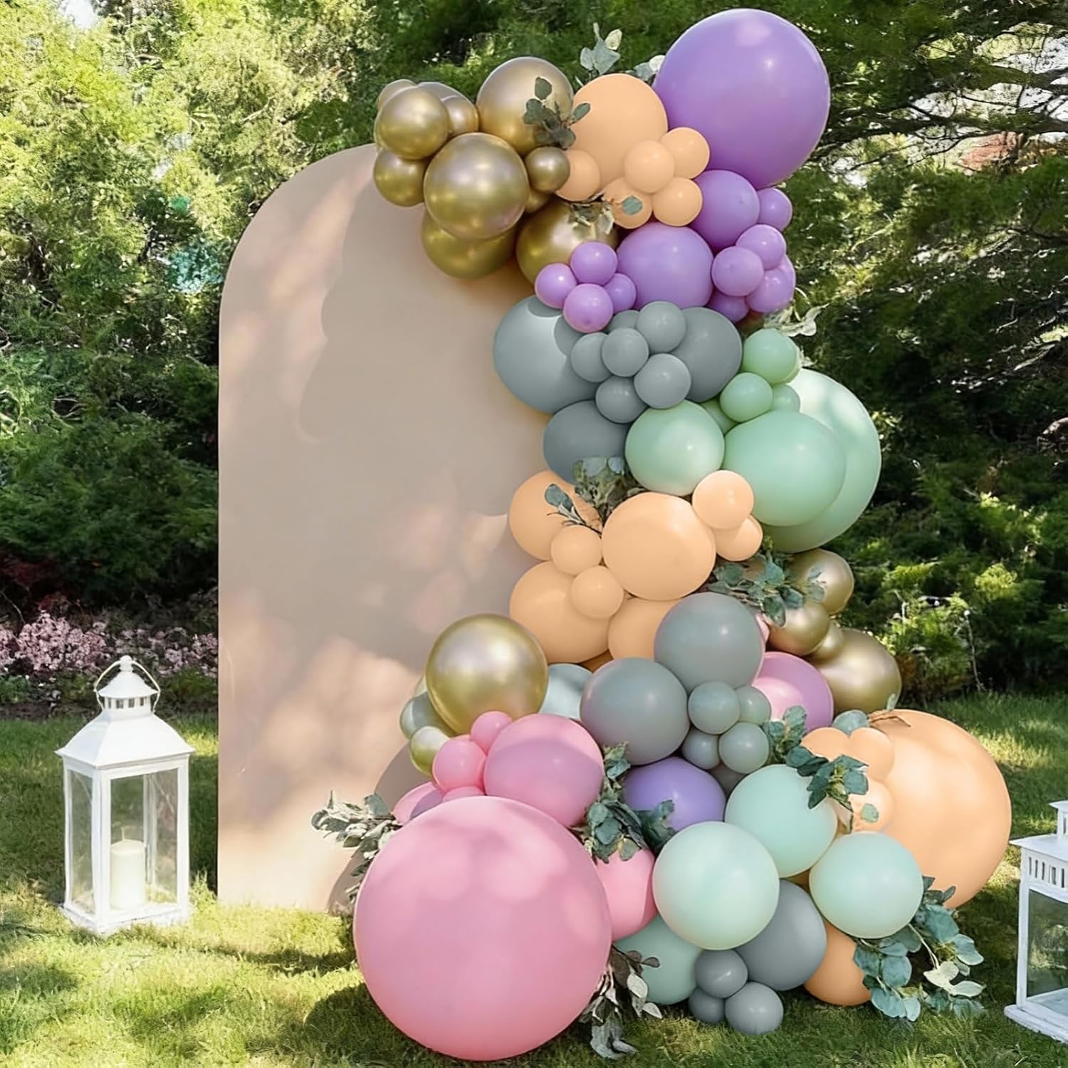 Fairy Balloon Arch Garland Kit, 125Pcs Sage Green Pink Purple and Green Gold Spring Balloons for Girl Wonderland Fairy First Birthday Baby Shower Tea Party Wedding Wildflower Party Decorations