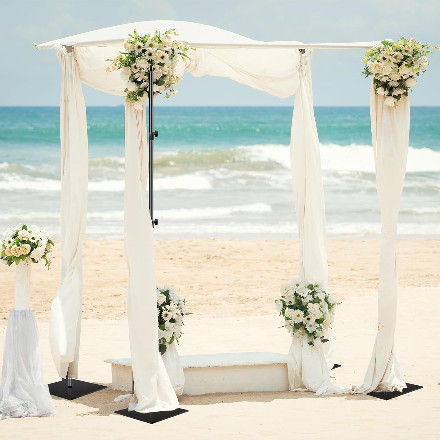 7X10Ft (2.1X3M) Photography Backdrop Stand for Parties, Adjustable Photo Pipe and Drape Background Back Drop Holder Frame Kit with Heavy Duty Metal Steel Base for Birthday Wedding - Black