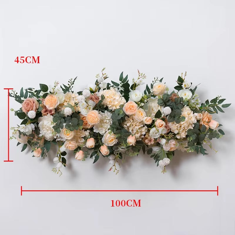100CM European Peony Rose Floral Arrangement for Outdoor Wedding Decoration, Background Wall Display, and Dining Table Centerpiece with Striped Accents