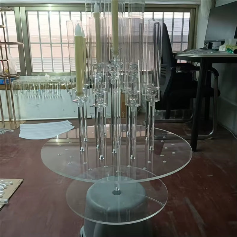 Acrylic Candle Holder - Elegant Vase-Style Table Ornament for Weddings and Celebrations