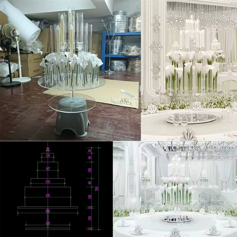 Acrylic Candle Holder - Elegant Vase-Style Table Ornament for Weddings and Celebrations