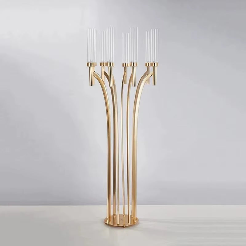 8-Arm Metal Candelabra with Acrylic Candle Holders - Elegant Wedding Centerpieces and Floral Stands for Home Events (1/2/4 Pieces)