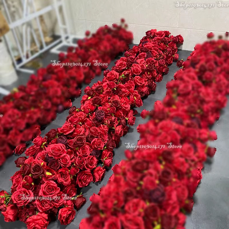 Red Artificial Rose Ferris Wheel Floral Arrangement for Wedding Table Decoration