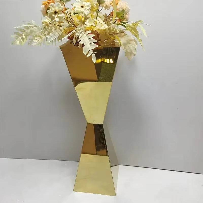 Stainless Steel Flower Stand Vases for Weddings and Events, Available in Sets of 1, 2, 5, 6, or 10 Pieces