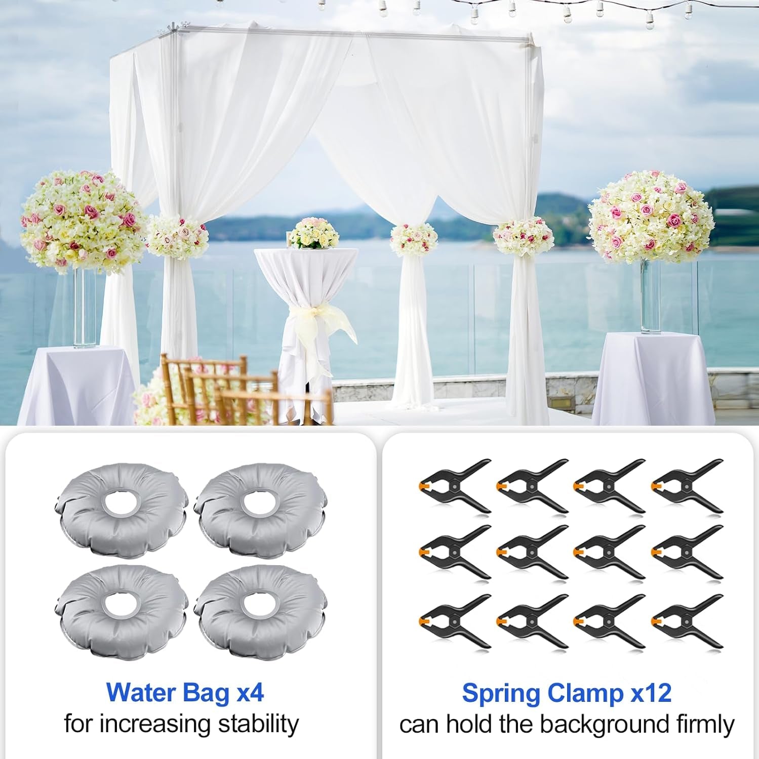 7X10Ft (2.1X3M) Photography Backdrop Stand for Parties, Adjustable Photo Pipe and Drape Background Back Drop Holder Frame Kit with Heavy Duty Metal Steel Base for Birthday Wedding - Black