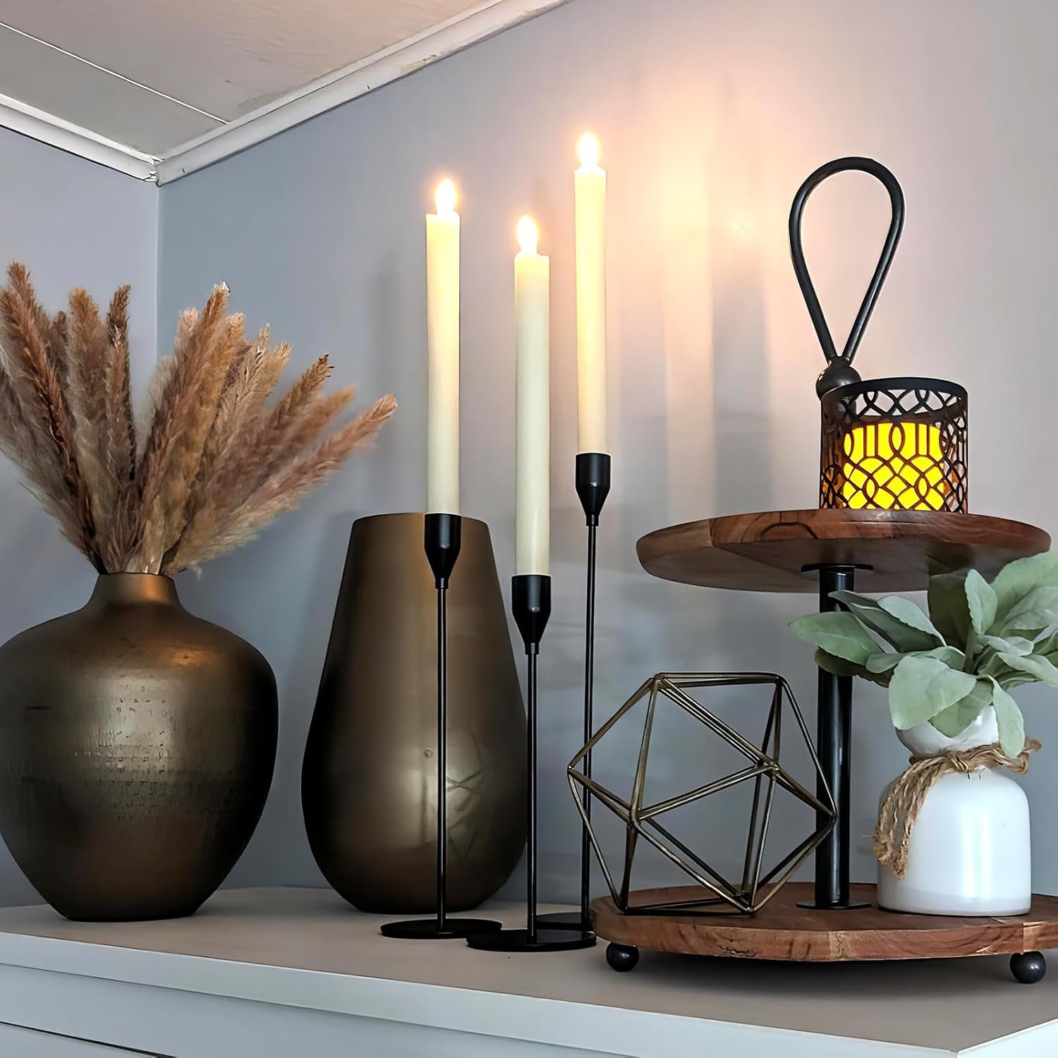 Candle Holder, Black Candlestick Holders Set of 6, Metal Taper Black Candle Holders, Tall Candle Holder, Fits 3/4 Inch Thick Candle&Led Candles, for Table Centerpiece, Mantels, Weddings, Dining, Party