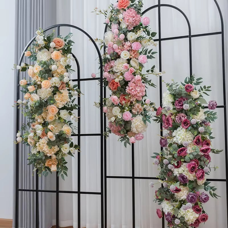 100CM European Peony Rose Floral Arrangement for Outdoor Wedding Decoration, Background Wall Display, and Dining Table Centerpiece with Striped Accents
