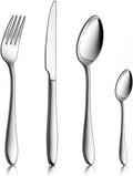 32 Piece Cutlery Flatware Set, 100% Durable Stainless Steel Silverware with Knife Spoon Fork, Service for 8, Dishwasher Safe/Mirror Polished (Elegant Series)