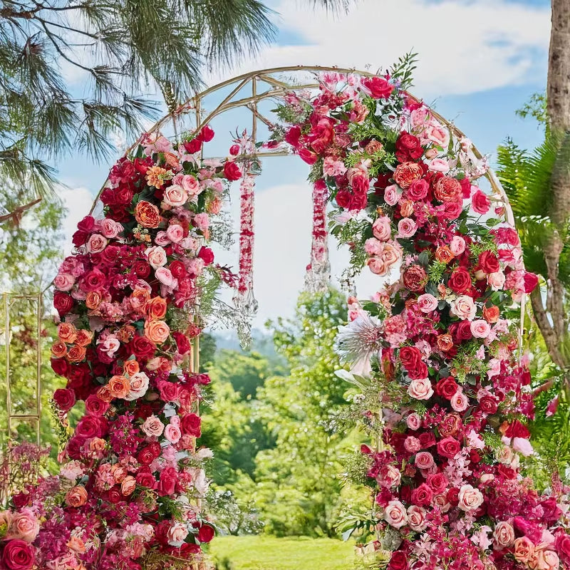 2.3M Rose Pink Horn Flower Arrangement for Wedding Background and Stage Decoration