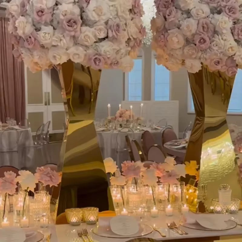 Stainless Steel Flower Stand Vases for Weddings and Events, Available in Sets of 1, 2, 5, 6, or 10 Pieces