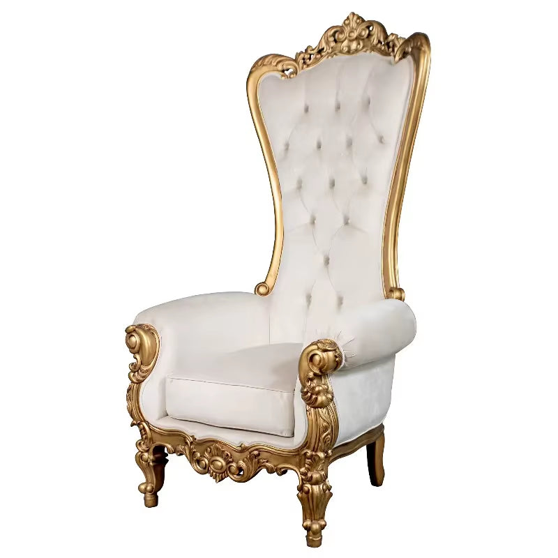 Furniture for Party Hotel Decor Luxury King Throne Chair Mahogany Sungkai High Back Silver White Royal Antique