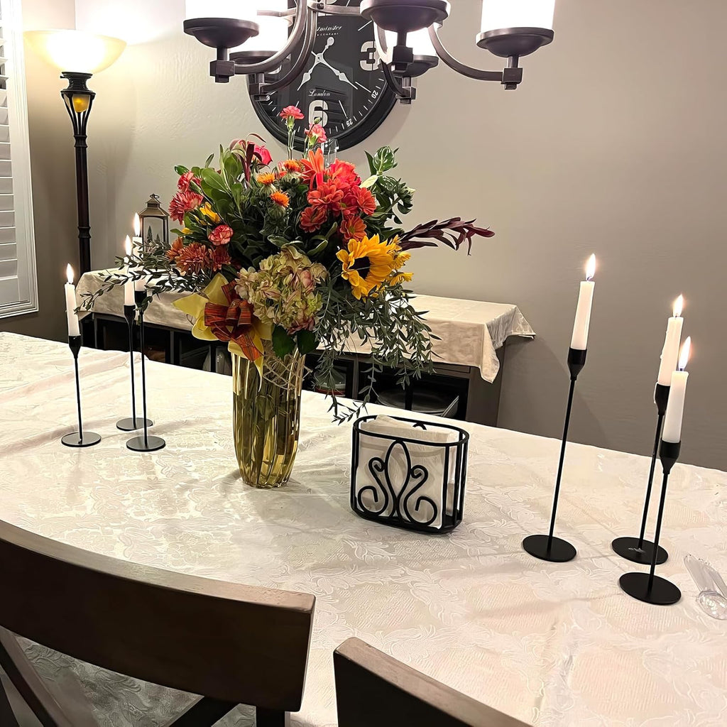 Candle Holder, Black Candlestick Holders Set of 6, Metal Taper Black Candle Holders, Tall Candle Holder, Fits 3/4 Inch Thick Candle&Led Candles, for Table Centerpiece, Mantels, Weddings, Dining, Party