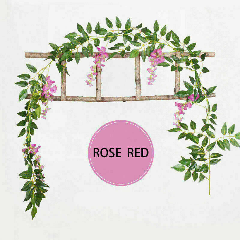 2X7FT Artificial Wisteria Vine Garland Foliage Plant Trailing Flower Home Decor