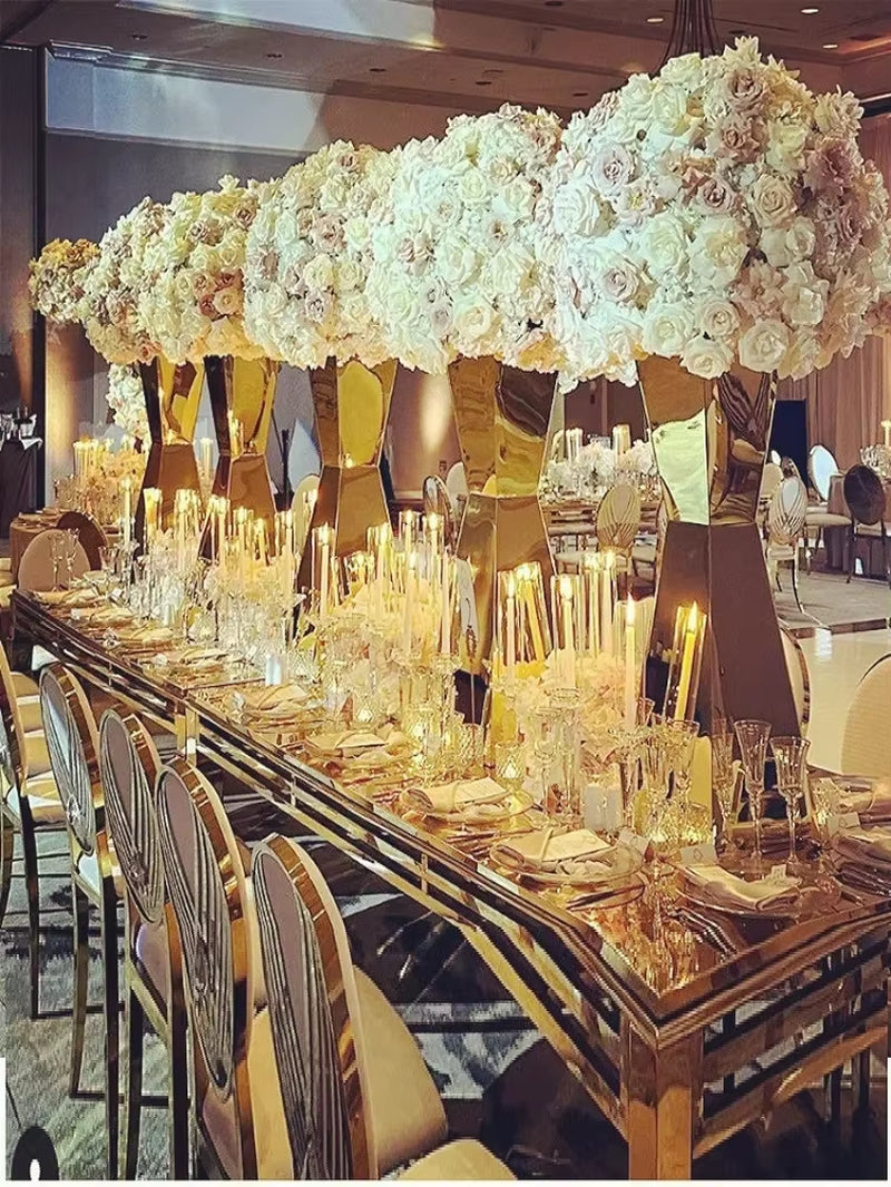Stainless Steel Flower Stand Vases for Weddings and Events, Available in Sets of 1, 2, 5, 6, or 10 Pieces