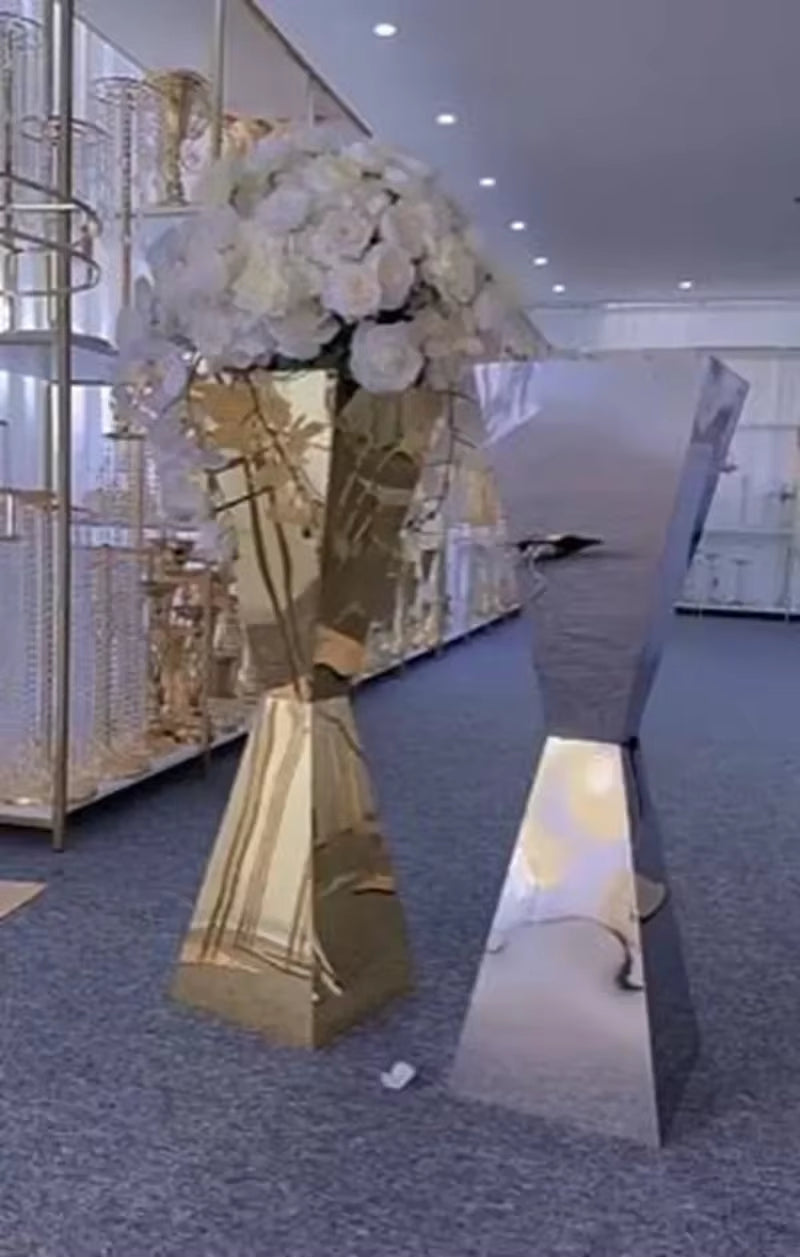 Stainless Steel Flower Stand Vases for Weddings and Events, Available in Sets of 1, 2, 5, 6, or 10 Pieces