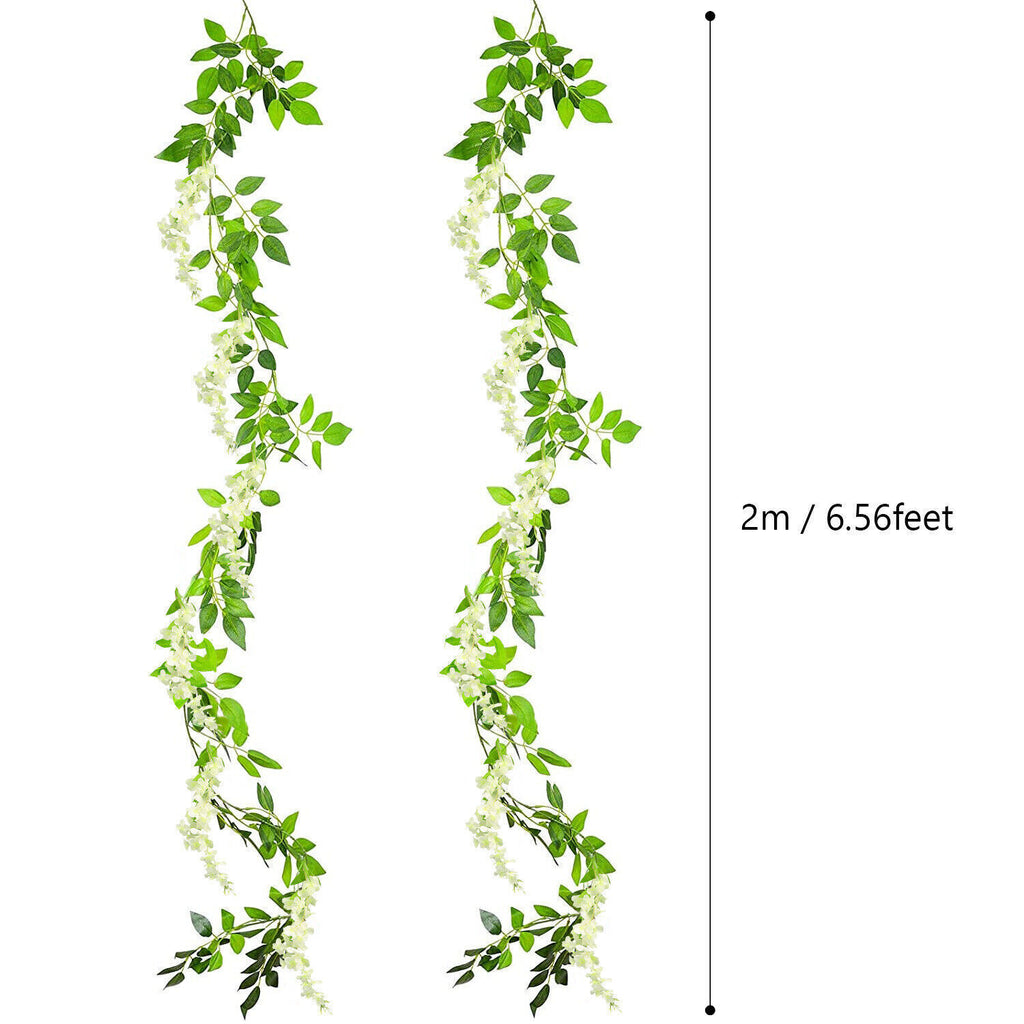 2X7FT Artificial Wisteria Vine Garland Foliage Plant Trailing Flower Home Decor