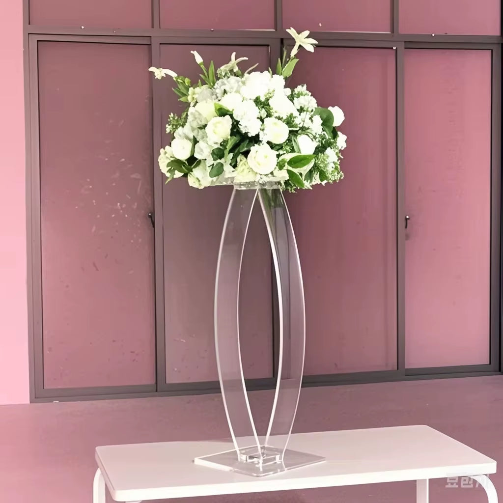 Wedding Metal Flower Stand Set - 31-Inch High-Quality Electroplated Gold Acrylic Flower Display Rack for Event and Party Decoration (2-10 Pieces)