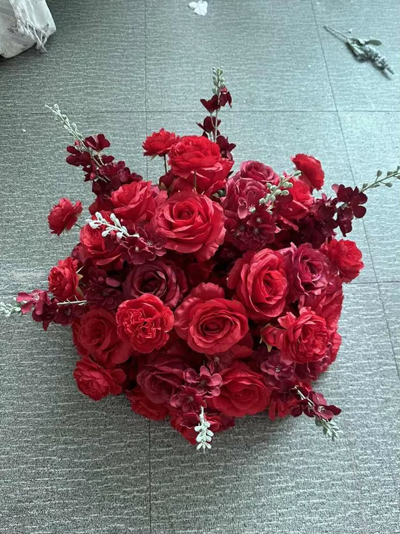 Red Artificial Rose Ferris Wheel Floral Arrangement for Wedding Table Decoration
